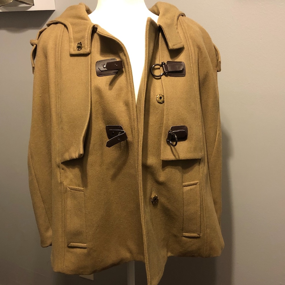 Tan/Camel Cotton and Leather Fall Cape